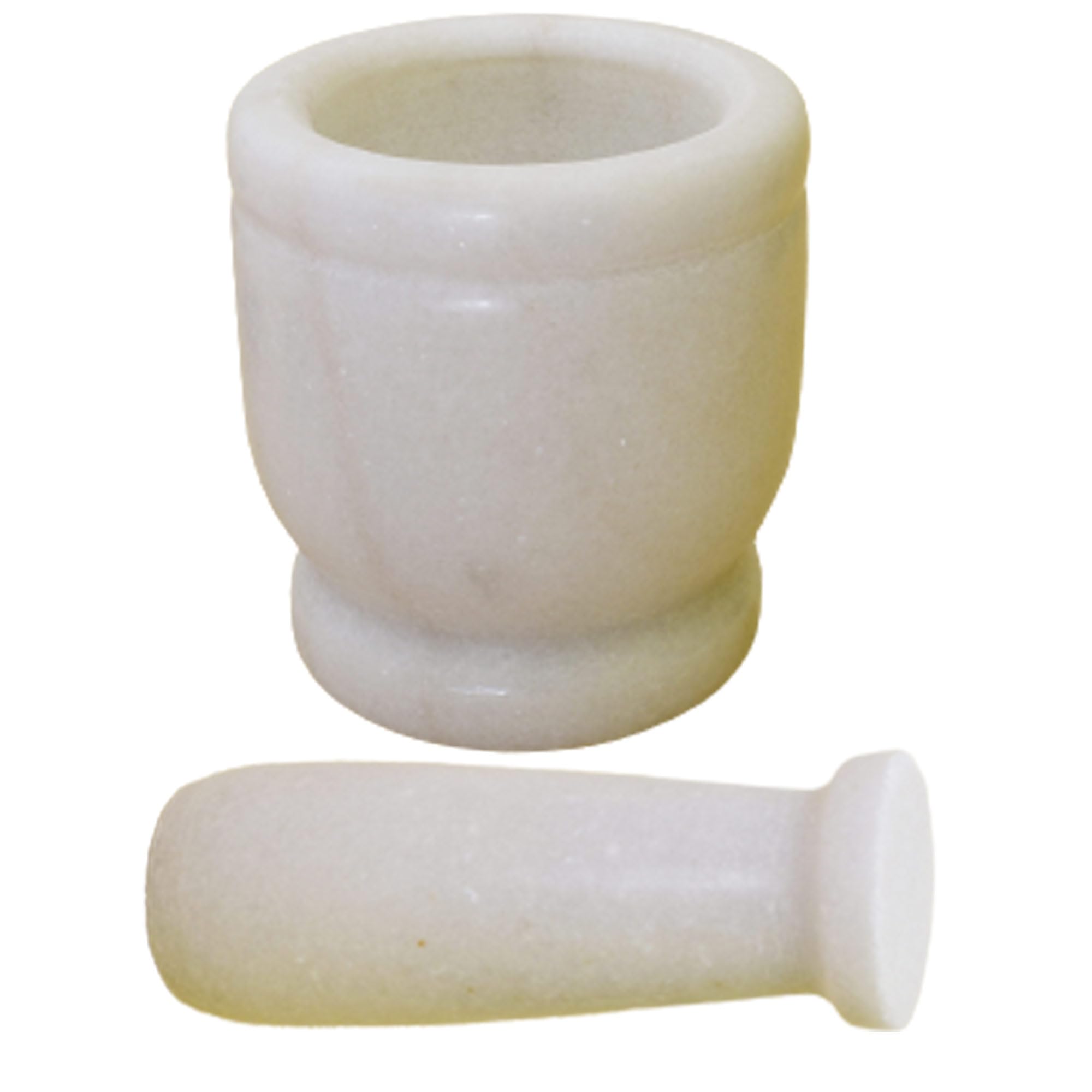 KunhaR Natural White Marble Mortar and Pestle Set, Imam Dasta, Ohkli Musal, Kharal - 3 x 3 Inches, White, (Half Polish) - Image 4